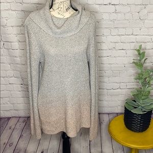 WHBM Metallic Ombre cowl neck sweater silver gold